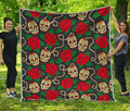 Rose Flower Sugar Skull Pattern Print Quilt