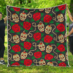 Rose Flower Sugar Skull Pattern Print Quilt