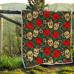 Rose Flower Sugar Skull Pattern Print Quilt