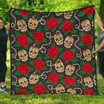 Rose Flower Sugar Skull Pattern Print Quilt