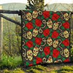 Rose Flower Sugar Skull Pattern Print Quilt