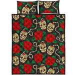 Rose Flower Sugar Skull Pattern Print Quilt Bed Set