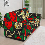 Rose Flower Sugar Skull Pattern Print Sofa Cover