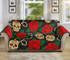 Rose Flower Sugar Skull Pattern Print Sofa Protector