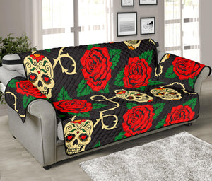 Rose Flower Sugar Skull Pattern Print Sofa Protector