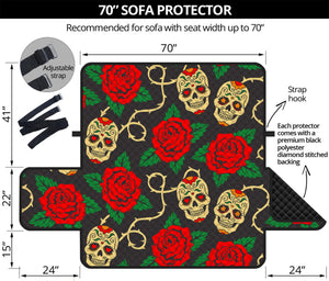 Rose Flower Sugar Skull Pattern Print Sofa Protector