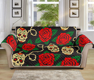 Rose Flower Sugar Skull Pattern Print Sofa Protector