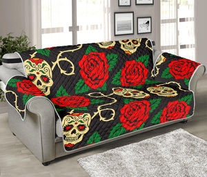 Rose Flower Sugar Skull Pattern Print Sofa Protector