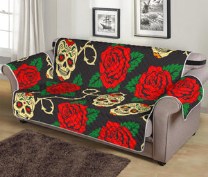 Rose Flower Sugar Skull Pattern Print Sofa Protector