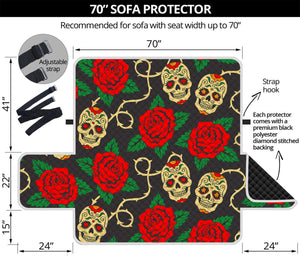 Rose Flower Sugar Skull Pattern Print Sofa Protector