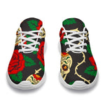 Rose Flower Sugar Skull Pattern Print Sport Shoes GearFrost