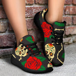 Rose Flower Sugar Skull Pattern Print Sport Shoes GearFrost