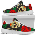 Rose Flower Sugar Skull Pattern Print Sport Shoes GearFrost