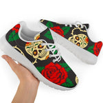 Rose Flower Sugar Skull Pattern Print Sport Shoes GearFrost