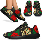 Rose Flower Sugar Skull Pattern Print Sport Shoes GearFrost