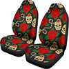 Rose Flower Sugar Skull Pattern Print Universal Fit Car Seat Covers