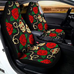 Rose Flower Sugar Skull Pattern Print Universal Fit Car Seat Covers