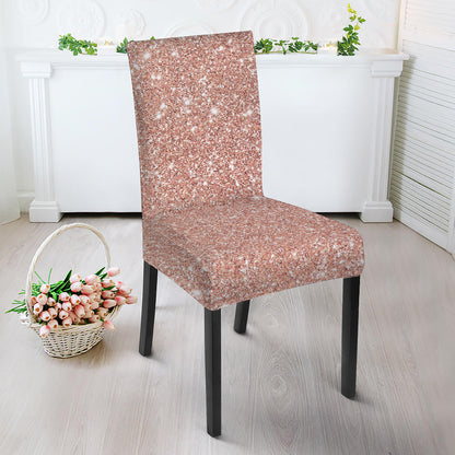 Rose Gold Glitter Artwork Print Dining Chair Slipcover