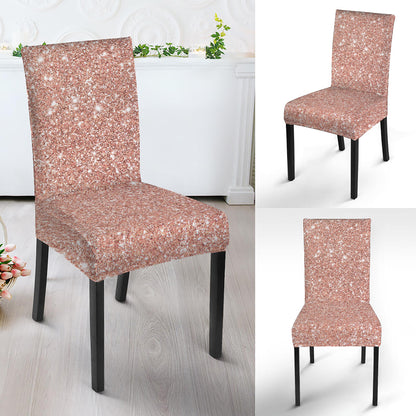 Rose Gold Glitter Artwork Print Dining Chair Slipcover
