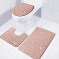 Rose Gold (NOT Real) Glitter Print 3 Piece Bath Mat Set