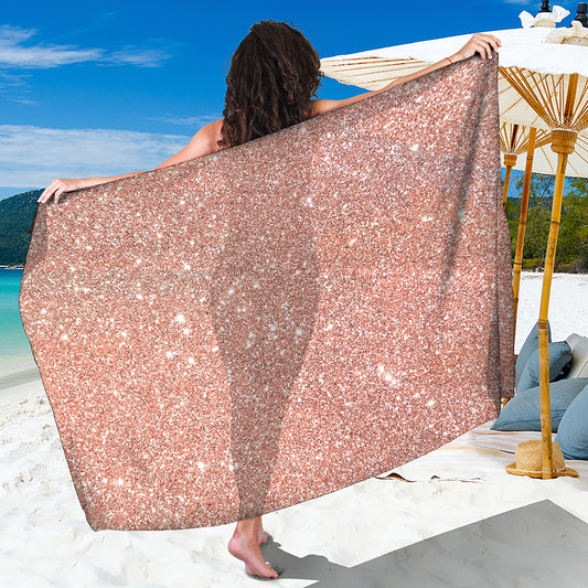 Rose Gold Glitter Artwork Print (NOT Real Glitter) Beach Sarong Wrap