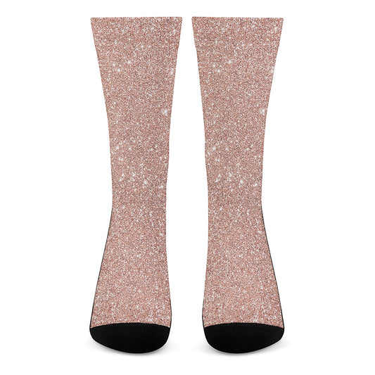 Rose Gold Glitter Artwork Print (NOT Real Glitter) Crew Socks