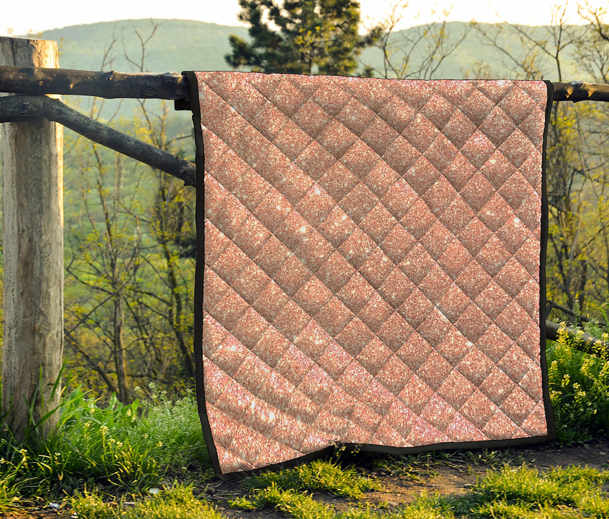 Rose Gold Glitter Artwork Print (NOT Real Glitter) Quilt