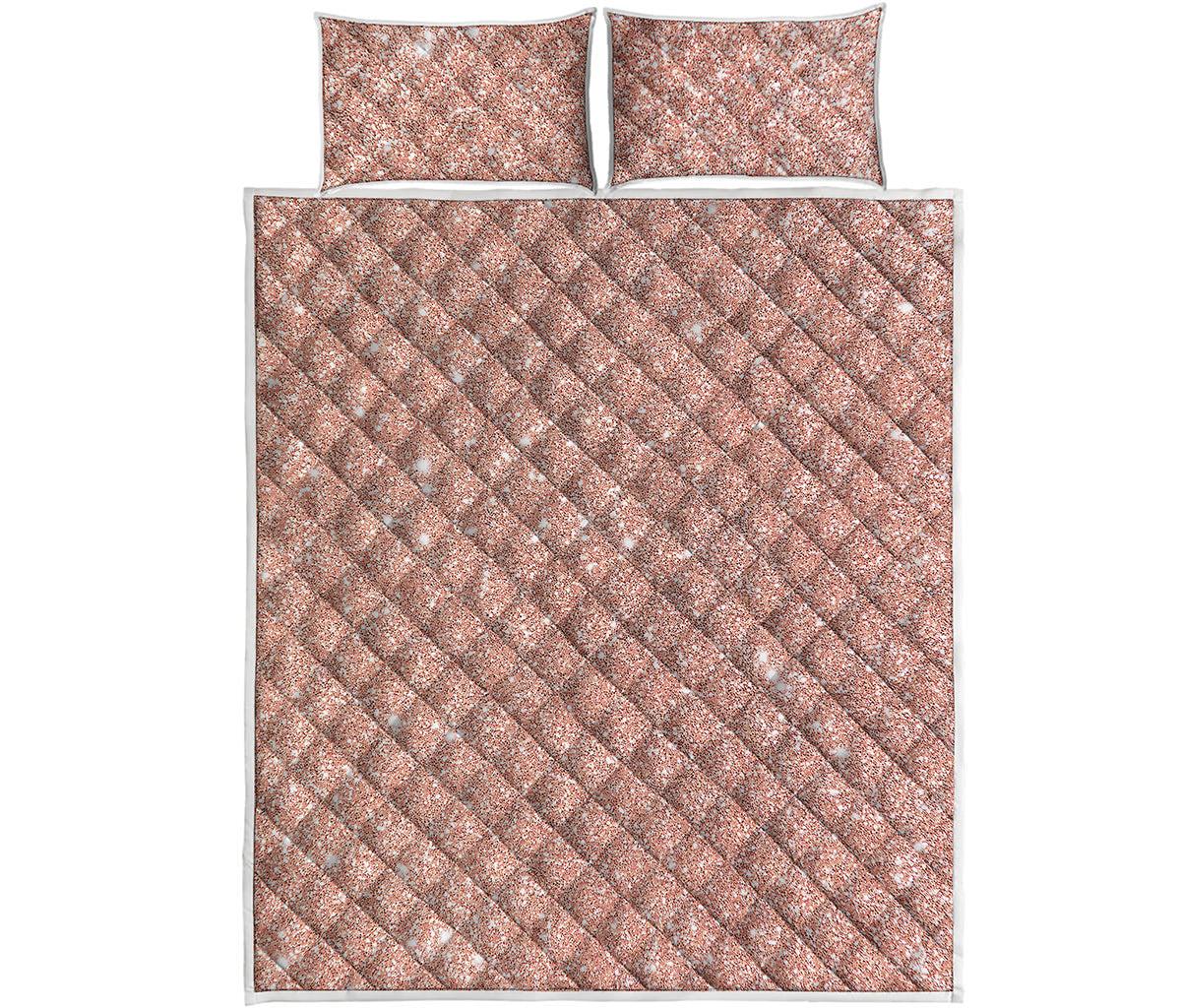 Rose Gold Glitter Artwork Print (NOT Real Glitter) Quilt Bed Set