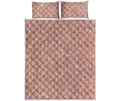 Rose Gold Glitter Artwork Print (NOT Real Glitter) Quilt Bed Set
