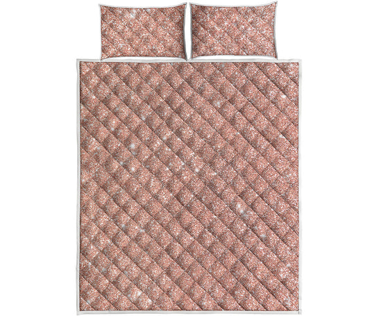 Rose Gold Glitter Artwork Print (NOT Real Glitter) Quilt Bed Set