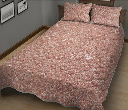 Rose Gold Glitter Artwork Print (NOT Real Glitter) Quilt Bed Set