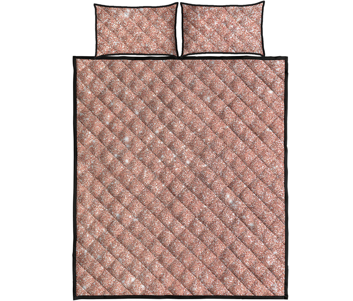 Rose Gold Glitter Artwork Print (NOT Real Glitter) Quilt Bed Set