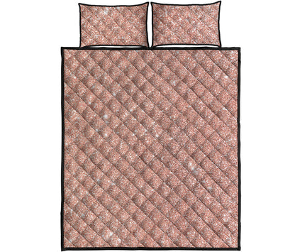 Rose Gold Glitter Artwork Print (NOT Real Glitter) Quilt Bed Set