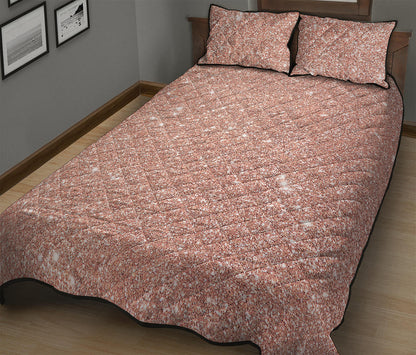 Rose Gold Glitter Artwork Print (NOT Real Glitter) Quilt Bed Set