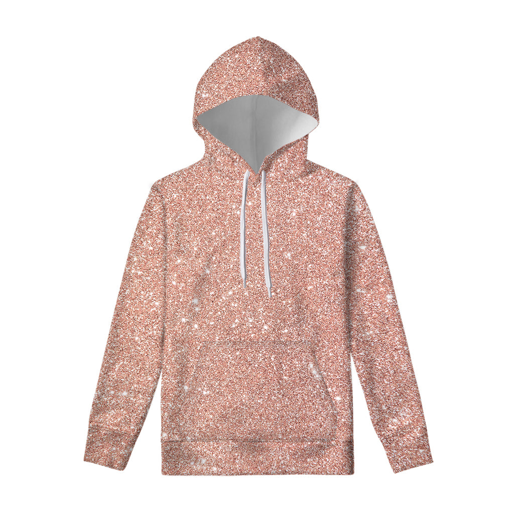 Rose Gold Glitter Artwork Print Pullover Hoodie