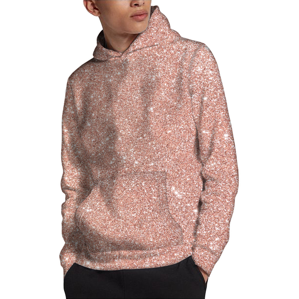 Rose Gold Glitter Artwork Print Pullover Hoodie