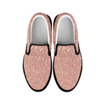 Rose Gold Glitter Texture Print Black Slip On Shoes