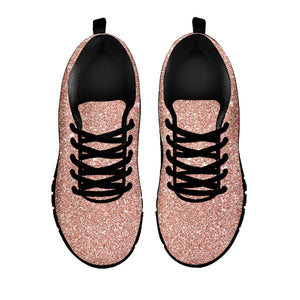 Rose Gold Glitter Texture Print Black Sneakers