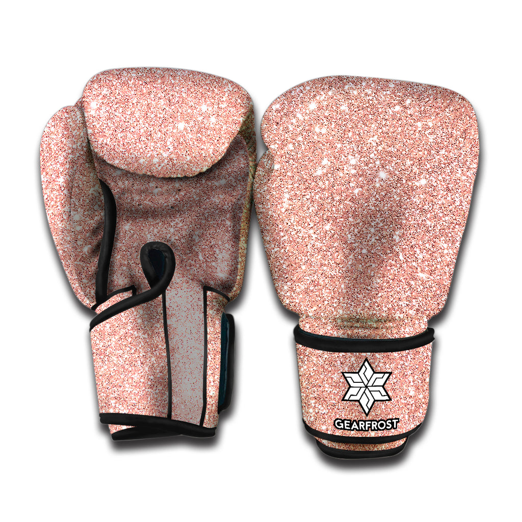 Rose Gold Glitter Texture Print Boxing Gloves