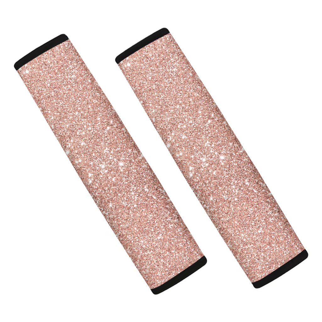 Rose Gold Glitter Texture Print Car Seat Belt Covers