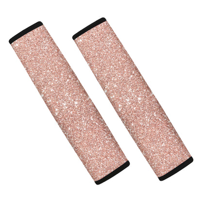 Rose Gold Glitter Texture Print Car Seat Belt Covers