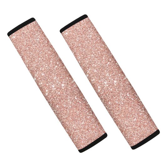 Rose Gold Glitter Texture Print Car Seat Belt Covers