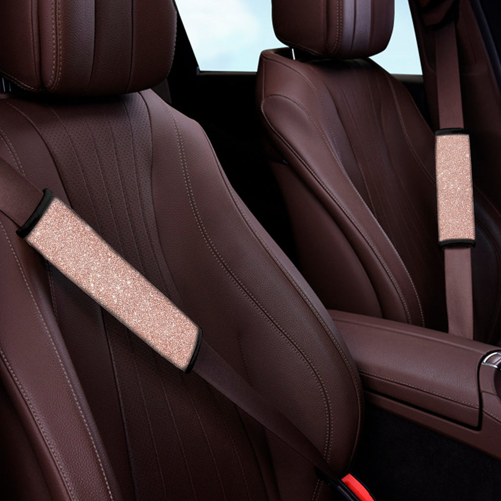 Rose Gold Glitter Texture Print Car Seat Belt Covers