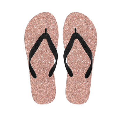 Rose Gold Glitter Texture Print Flip Flops