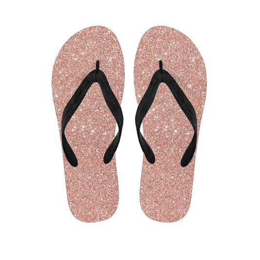 Rose Gold Glitter Texture Print Flip Flops