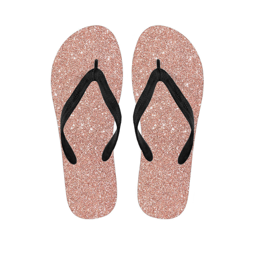 Rose Gold Glitter Texture Print Flip Flops