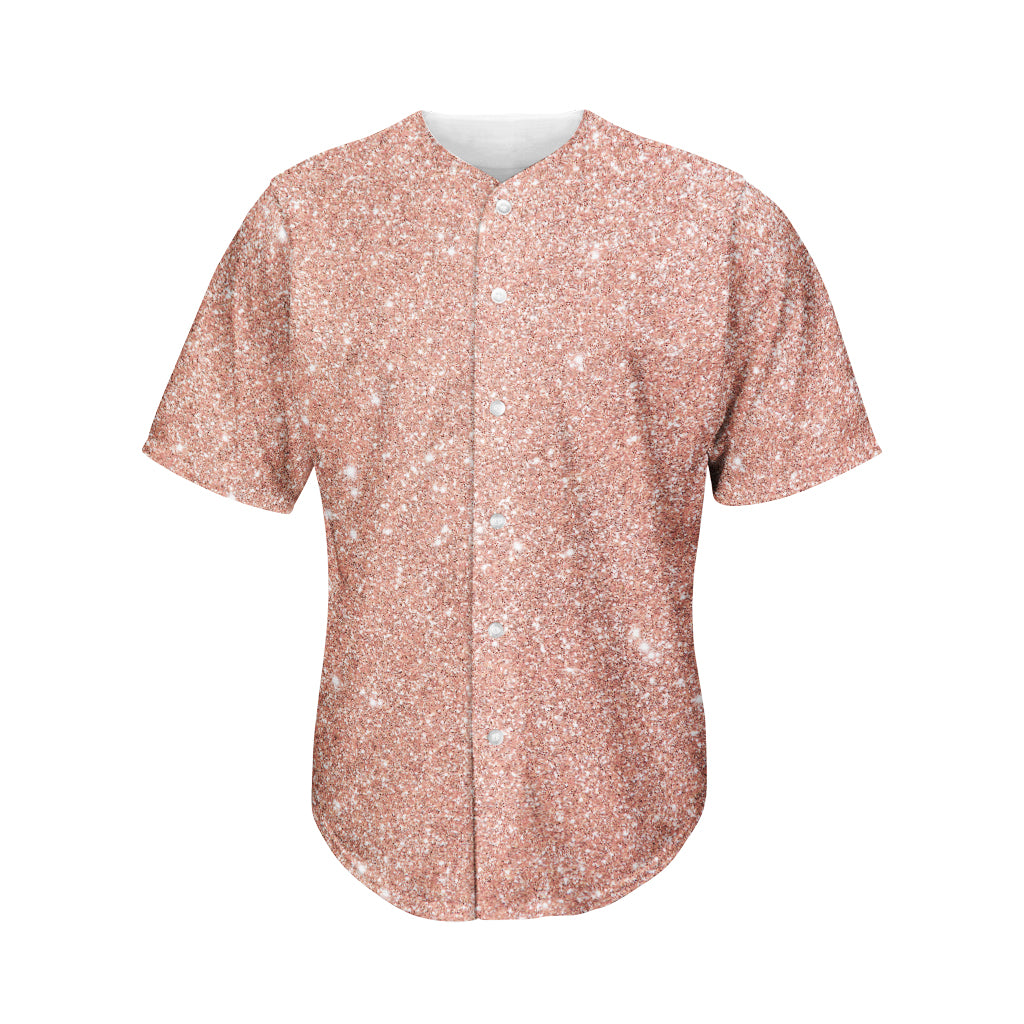 Rose Gold Glitter Texture Print Men's Baseball Jersey