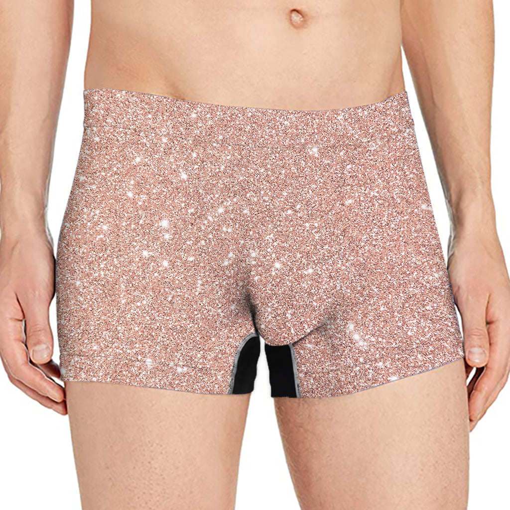 Rose Gold Glitter Texture Print Men's Boxer Briefs