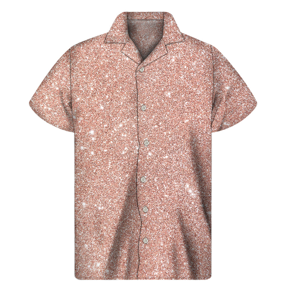 Rose Gold Glitter Texture Print Men's Short Sleeve Shirt