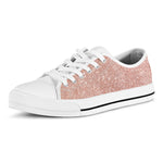 Rose Gold Glitter Texture Print White Low Top Shoes